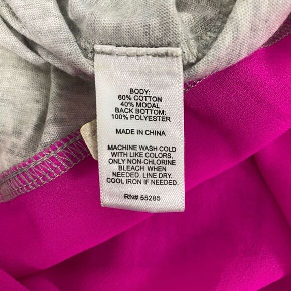 Express women XS dream weight cotton tank top w/back sheer light grey/pink - Picture 7 of 8